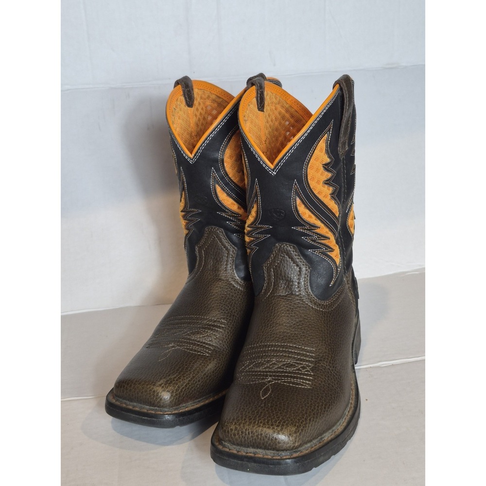 Ariat 10034159 VentTek Leather Western Cowboy Mens Work Pull On Boots Size 6